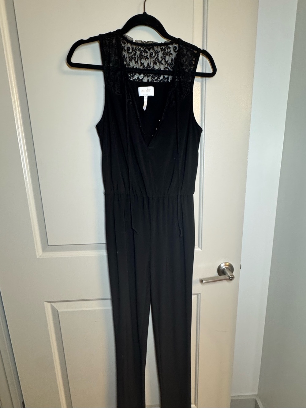 Laundry By Shelli Segal Black Lace-Back Sleeveless Jumpsuit